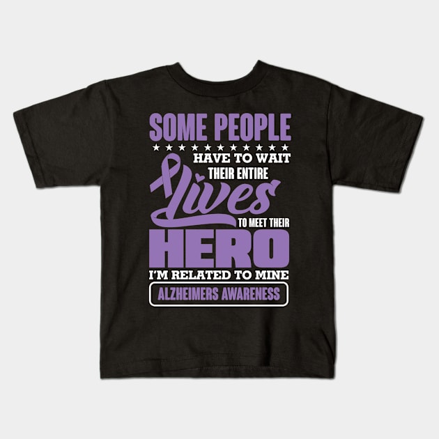 Im related to mine alzheimers awarness Kids T-Shirt by Antrobus